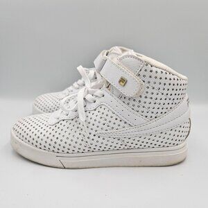 Fila Vulc 13 MP Stars Shoes Girls 4 White High Top Sneakers with Silver Stars
